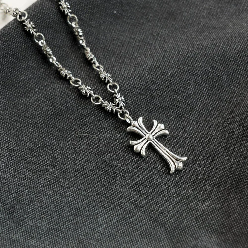 Silver Gothic Cross Chain Necklace